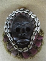 Vintage African Wood Mask with Cowrie shells