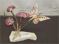 Cool Mushroom w/ Butterfly Sculpture on Shale Base