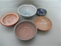 5 Ceramic Bowls Various Sizes and colors