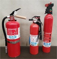 Trio of Fire Extinguishers. All Show Full.