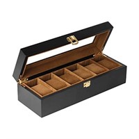 Baskiss 6 Slots Watch Box for Men, Solid Wood