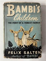 Felix Salten Bambi’s Children 1939 with Dust Cover