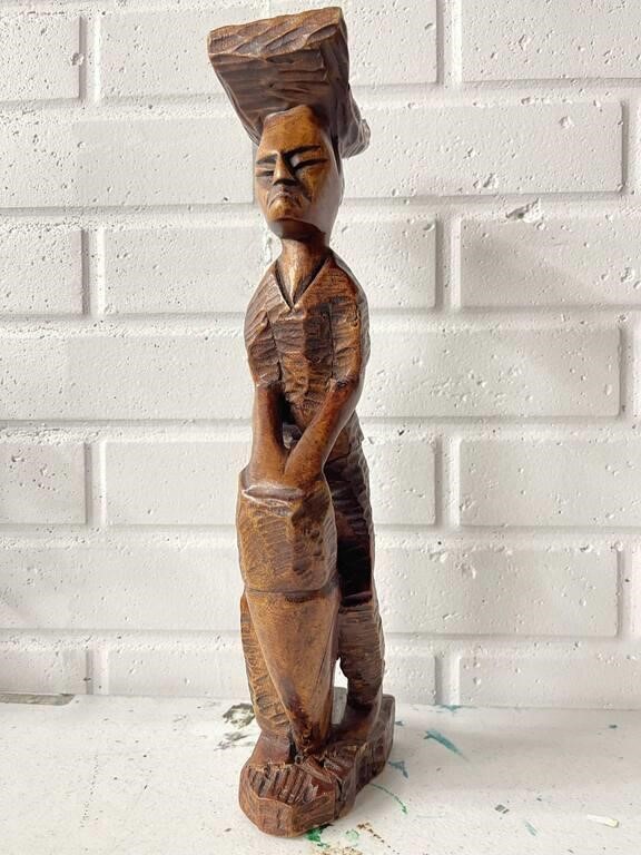 Wood Carved Man with Drum