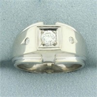 Mens Diamond Ring in 14k White Gold