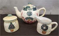 Decorative Tea Pot, Creamer & Sugar Bowl