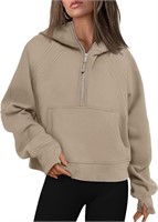 Womens Sweatshirts Half Zip Cropped Pullover