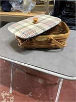 longaberger small chore basket with protector, lid