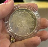 silver coin indian/buffalo in case