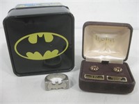 Batman Tin, Ring & Ruby Earrings See Info