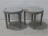 Two 24"x 22.5" Wooden Round Tables
