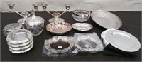 Box Silver Plated Dishes, Candle Holders, Coasters