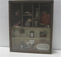Shadow Box Case W/Trinkets & Collectibles See Info
