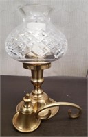 Lovely Waterford Crystal & Brass Candle Holder w/