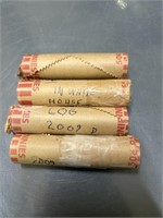 4 ROLLS OF pennies all 2009 in white house