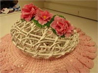 Decorative Wicker Basket w/ flowers