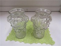 Set of 2 Clear Glass Bud Vases 5 1/2"T