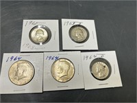 5 quarters 1963,1963D,1964D,(2) 1964