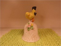 Antique Porcelain Bell w/ Yellow Bird 5 inches tal