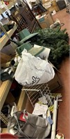 curtain rods, 2 sleds, Christmas trees& holders