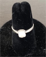 Marked 10K White Gold Pearl Ring. Sz 7