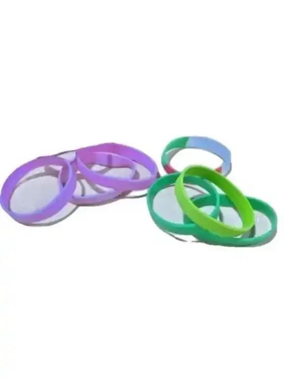 Qty of 50 Pink Green Silicone Rubber Wristband Brs