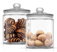 JoyJolt Elegant Cookie Jar. 2 Large Glass Jar