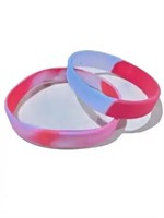 Qty of 50 Red/White Silicone Rubber Wristband Bras