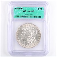 1890-S Morgan Dollar ICG AU55