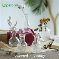 Set of 5 Clear Glass Bud Vases - Vintage