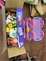 box of kids toys and kids tea cart