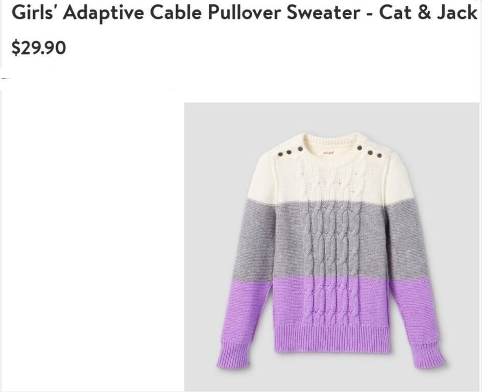 Sz M Cat & Jack Girls Adaptive Pullover Sweater, e