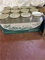 ball quart jars, 1 doz wide mouth with lids &rings