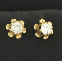 Antique Old European Cut Buttercup Stud Earrings i