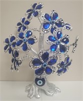 Evil Eye Tree Blue & Silver Flowers,NIB
