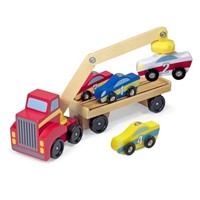 Melissa & Doug Magnetic Car Loader Wooden Toy Set