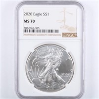 2020 Silver Eagle  NGC MS70