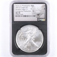 2021-(P) T1 Silver Eagle  NGC MS70