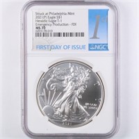 2021-(P) T1 Silver Eagle  NGC MS70