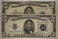 Lot of 2: $5 Silver Certificates