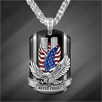 Never Forget Eagle Pendant Necklace and Chain NEW