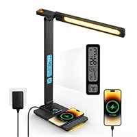 LED Desk Lamp with Wireless Charger, USB Charging