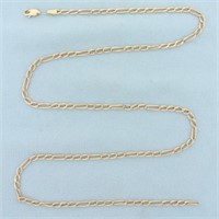 Figaro Link Chain Necklace in 14k Rose Gold