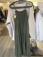 Olive Green Smocked Top Summer Dress