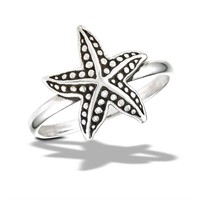 Sz 8 Starfish Ring Sterling Silver NEW