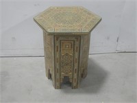 Syrian Pattern Inlaid Hexagon Table See Info