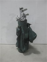 Gold Eagle Golf Bag W/Various Clubs