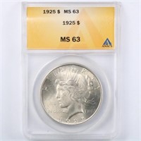 1925 Peace Dollar ANACS MS63