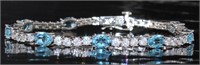 Oval 15.00 ct Blue & White Topaz Bracelet