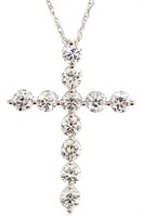 14kt Gold 1.00 ct VS Lab Diamond Cross Necklace