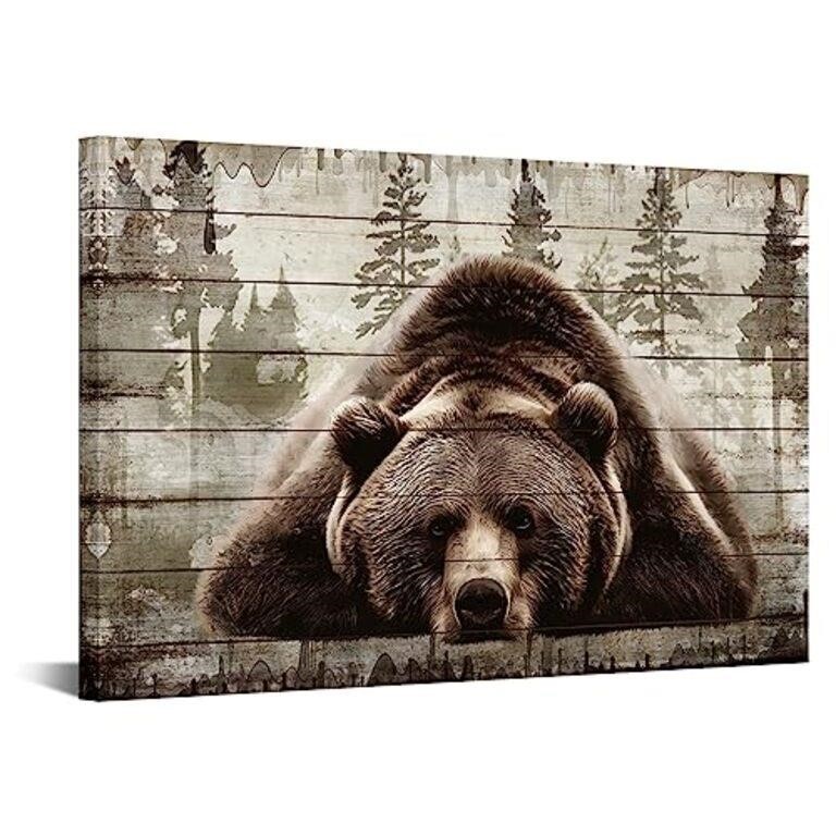 iKNOW FOTO Brown Wall Art Painting Grizzly Bear
